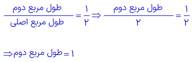 حل سوال 1 کار در کلاس صفحه 56 ریاضی نهم - رسم مربع متشابه با نسبت یک دوم
