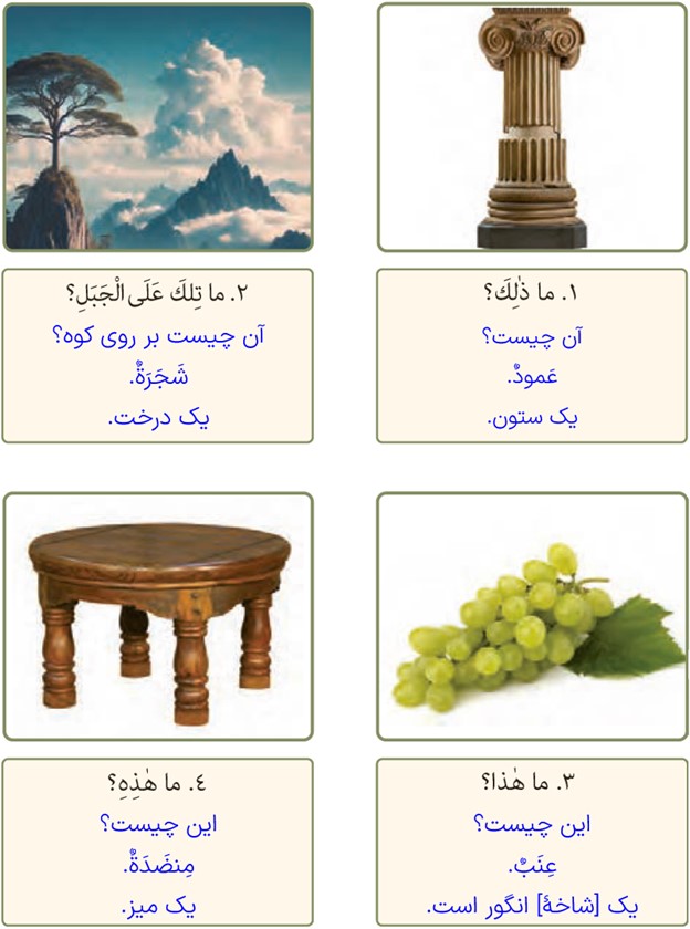 تمرین اول صفحه 75 درس نهم عربی پایه هفتم
