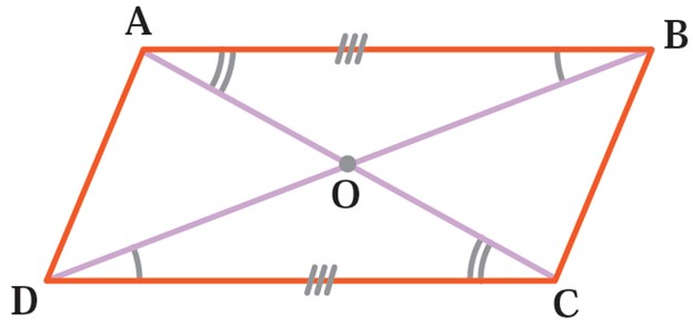 حل تمرین 1 صفحه 48 ریاضی نهم - اثبات نصف شدن قطرهای متوازی الاضلاع