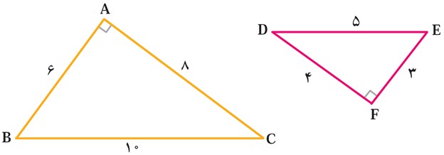 حل فعالیت صفحه 56 ریاضی نهم - نوشتن نسبت تشابه و پیدا کردن ضلع های مجهول