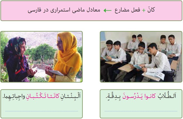 معادل فعل ماضی استمراری در زبان عربی صفحه 103 درس هشتم عربی پایه نهم