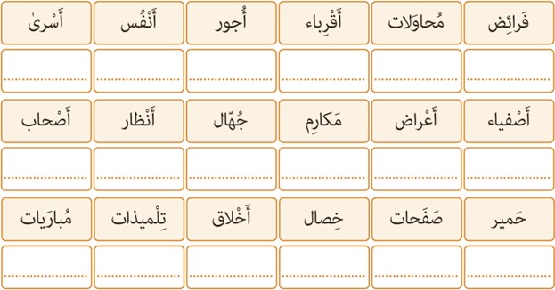 تمرین هفتم صفحه 87 درس ششم عربی پایه دهم رشته انسانی