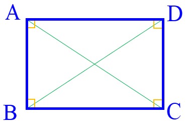 رسم شکل و حل تمرین 2 صفحه 48 ریاضی نهم - اثبات برابری قطرهای مستطیل