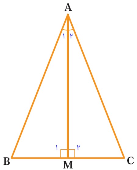 پاسخ تمرین 3 صفحه 48 ریاضی نهم - هم نهشتی مثلث متساوی الساقین و میانه