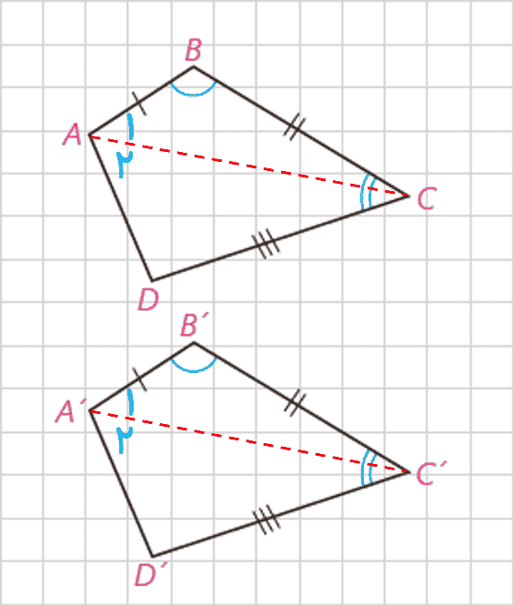 رسم قطر AC و A'C' در چهارضلعی ها - تمرین صفحه 63 هندسه دهم